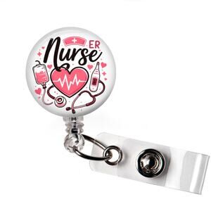 ER Nurse Badge Reel Emergency Room RN Retractable ID Holder